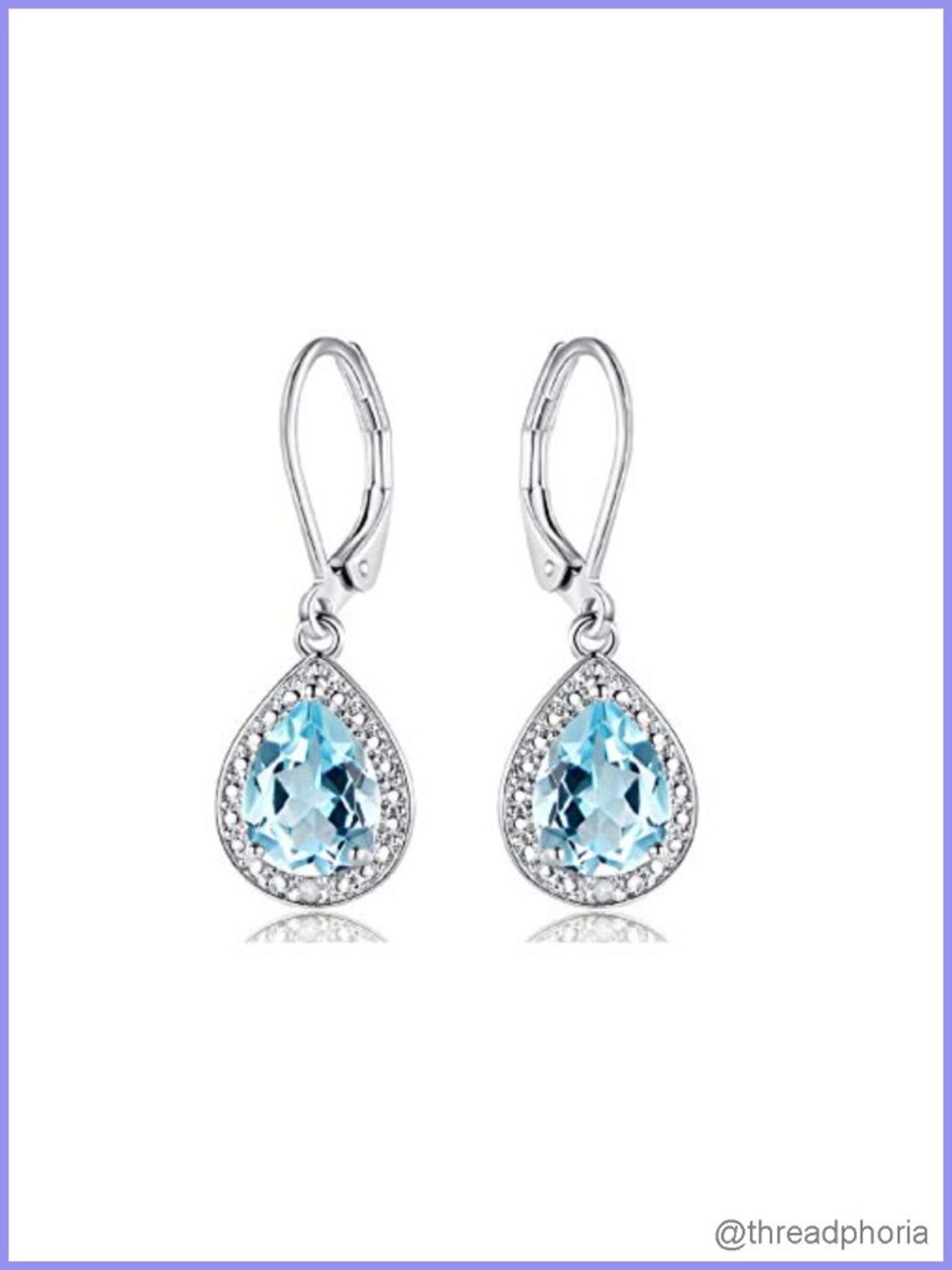 18K White Gold Plated Created Gemstone & CZ Drop Earrings
